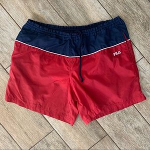 Vintage 90s FILA color block swim trunks